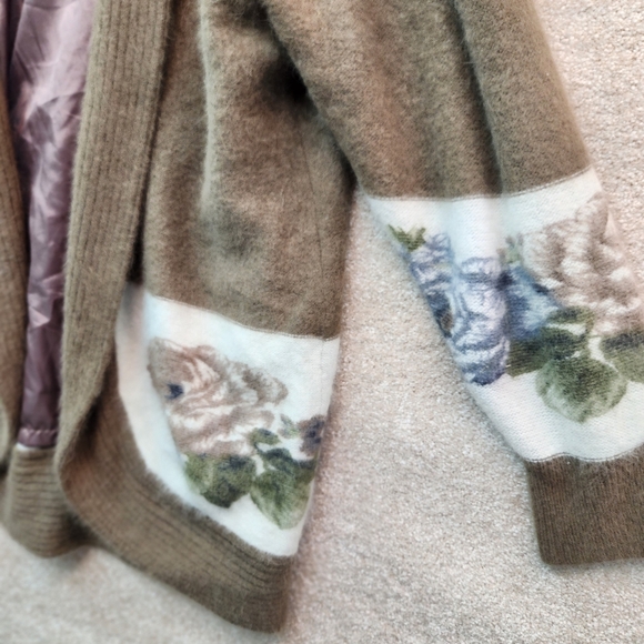 Vintage LS Collections Angora Wool Blend Cardigan Size 1X Floral - Picture 4 of 8